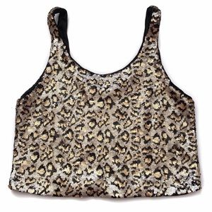 Zara leopard sequin cropped tank top